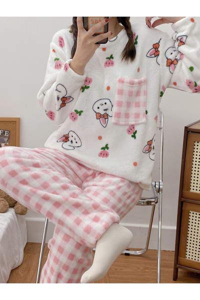 Take Two By Styli Women Flano Pocket Detail Top and Checked Pyjama Set