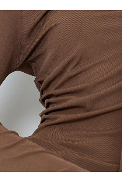 Styli Brown Knit Top with Tie Neck Detail