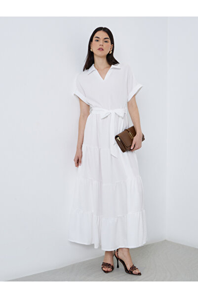Take Two By Styli Elegant White A-Line Maxi Dress