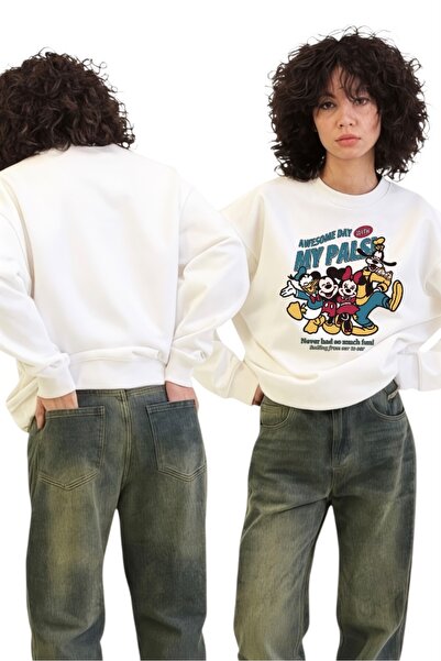 ArtYus Φούτερ με μακρυμάνικο μονόχρωμο σχέδιο Mickey Minnie Transfer με τύπωμα