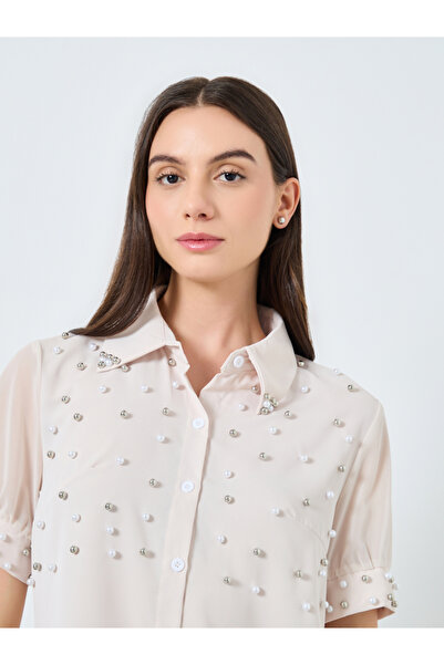 Take Two By Styli Pearl Embellished Buttoned Shirt
