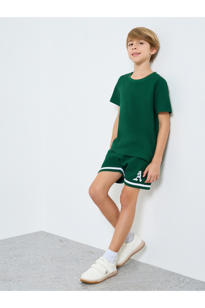 Styli Teens Green Waffle Knit T-Shirt and Shorts Set