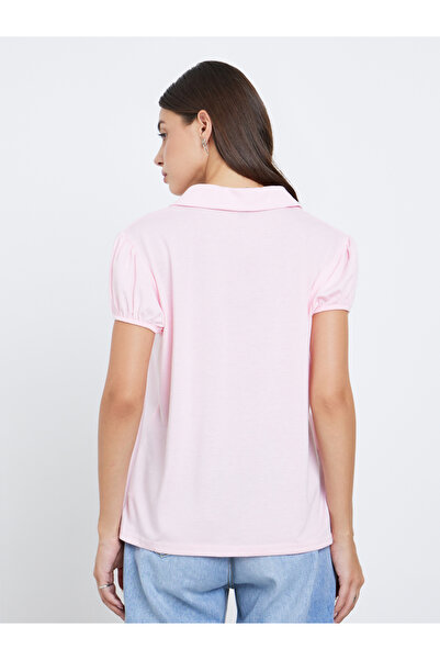 Take Two By Styli Women Pink Plain Regular Polo T-Shirt
