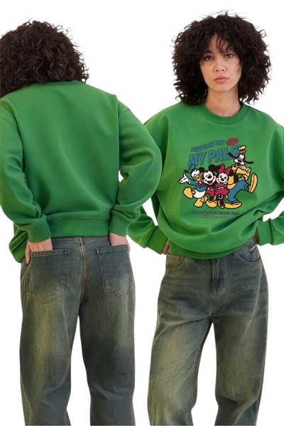 ArtYus Φούτερ με μακρυμάνικο μονόχρωμο σχέδιο Mickey Minnie Transfer με τύπωμα