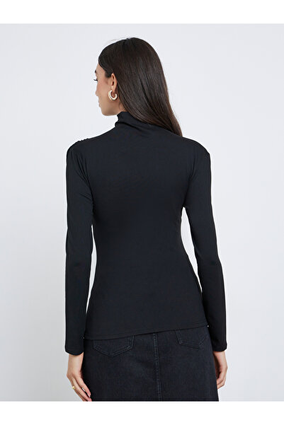 Take Two By Styli Black Ruching Detail Long Sleeve Top