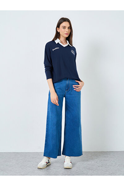 Take Two By Styli Women Navy Printed Polo T-Shirt