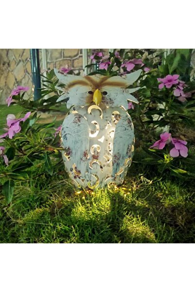 Flippy Owl Solar Garden Decoration, LED Lamp, Solar Charging, 20.5x10x25.5 cm, Iron, Grey White