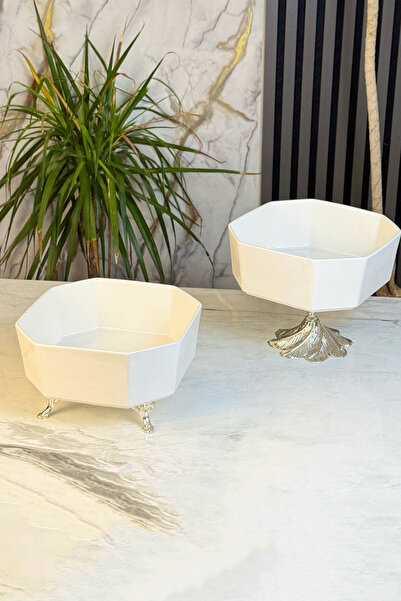 MAY HOME وعاء مربع من الخزف مع قاعدة وطبق تقديم للسلطة والمقبلات