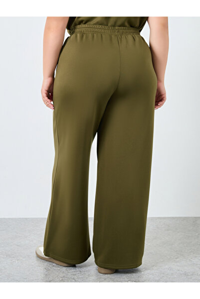 Styli Plus Size Khaki Wide Leg Joggers
