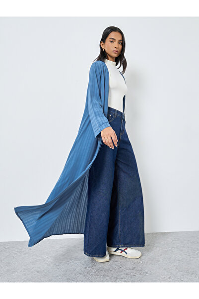 Take Two By Styli Women Blue Front Open Solid Kimono