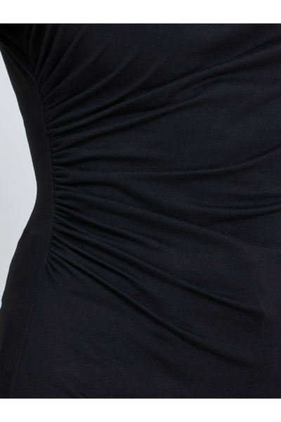 Take Two By Styli Black Ruching Detail Long Sleeve Top