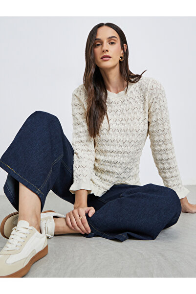 Styli Textured Round Neck Ribbed Top