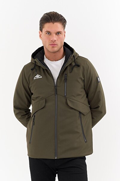 SİVAİST Men's Green Outdoor Water-Repellent Hooded Jacket – Windproof, Lightweight, and Durable