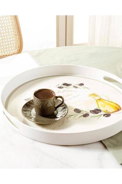 Madame Coco Olive Yuvarlak Tepsi