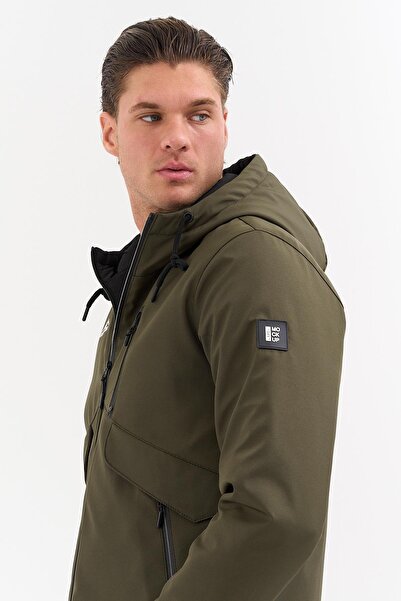SİVAİST Men's Green Outdoor Water-Repellent Hooded Jacket – Windproof, Lightweight, and Durable