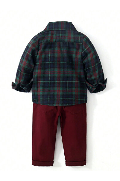 Take Two By Styli Boys Checked Shirt and Solid Pants Set