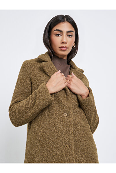 Styli Brown Regular Fit Wool Like Coat