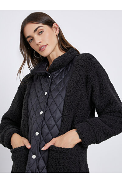 Styli سترة مبطنة من الفرو الصناعي باللون الأسود