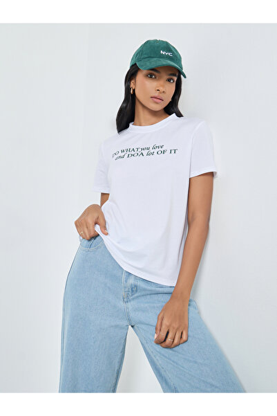 Take Two By Styli White Regular Fit Slogan T-Shirt