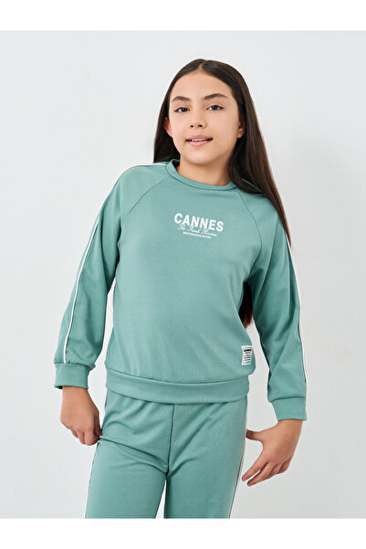 Styli Teen Green Printed Sweatshirt and Pants Set