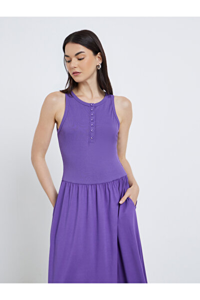 Take Two By Styli Elegant Purple Sleeveless A-Line Midi Dress