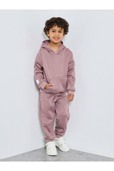 Styli Boys Purple Solid Hoodie and Jogger Set