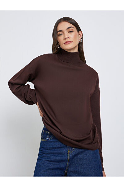 Styli Coffee Brown Turtleneck Oversized Sweater