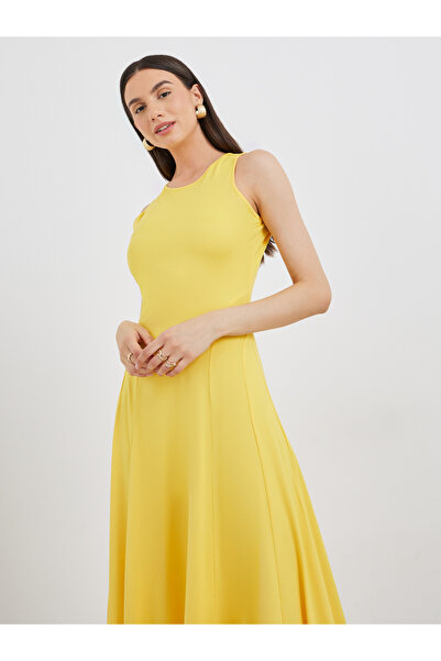 Take Two By Styli Solid Knitted Sleeveless A-Line Midi Dress