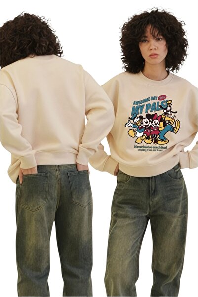 ArtYus Φούτερ με μακρυμάνικο μονόχρωμο σχέδιο Mickey Minnie Transfer με τύπωμα