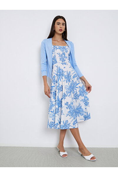 Take Two By Styli Ribbed Texture Cardigan and Floral Print Cami Dress Co-Ords