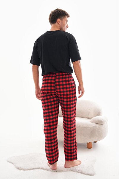 AHE Ekoseli Beli Lastikli Yandan Cepli 2 Cm Kırmızı Siyah kareli