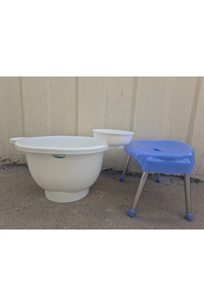 Balıkçı Plastik Lüks Curun Kurna - Alüminyum Bacak Tabure - Hamam Tası 3'lü Set