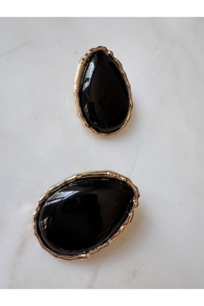 popcouturetr Maximalist Damla Gold & Black Earrings