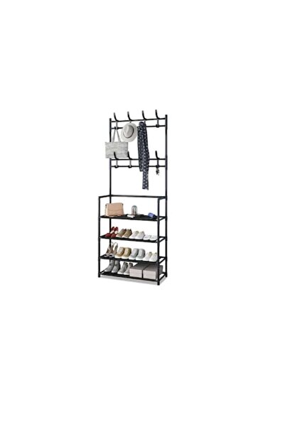 stuffix Shoe Organizer with Coat Rack, 4 Shelves, Modern