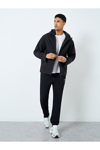 Styli Men Black Solid Oversized Hooded Jacket