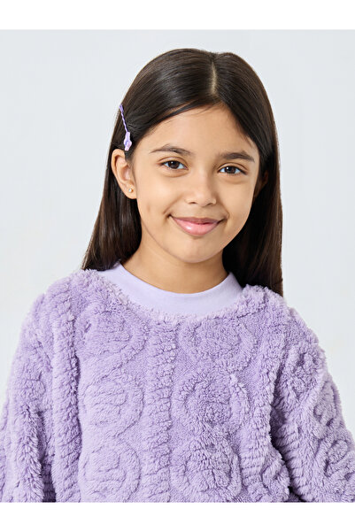 Styli Girls Lilac Furry Sweatshirt and Joggers Set