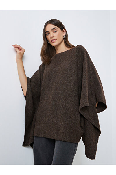Styli Brown Oversized Knit Cape Sweater