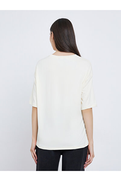 Take Two By Styli Beige Slogan Oversized T-Shirt