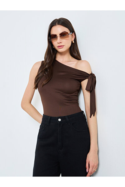 Take Two By Styli Solid One Shoulder Tie Detail Bodysuit