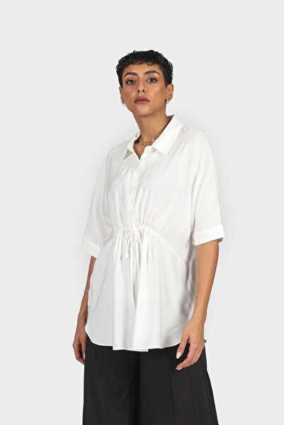 Nichii قميص طويل برباط الخصر