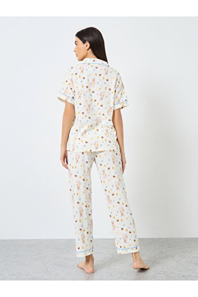 Take Two By Styli Pack of 3 - All Over Rabbit Print Shirt, Shorts and Pyjama