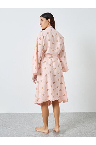 Styli Teddy Print Pocket Detail Tie Robe