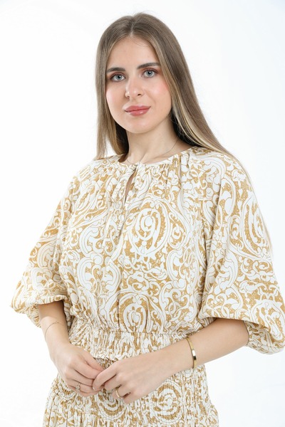 mica Printed Puff Sleeve Top