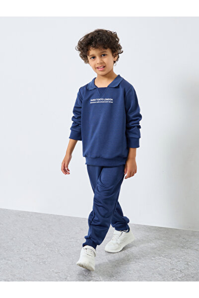 Styli Toddler Boys Slogan Print Sweatshirt and Joggers Set