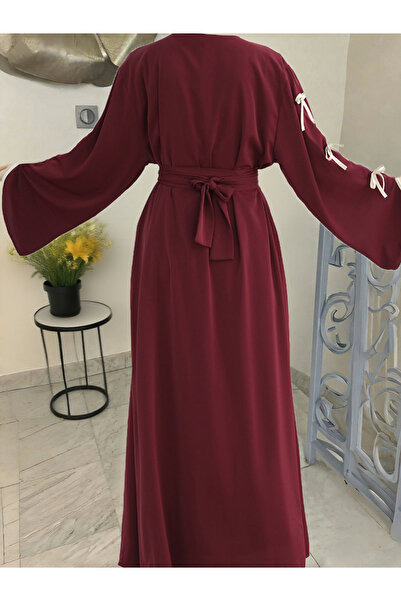 Take Two By Styli Bow Detail Open Front Abaya with Belt Set