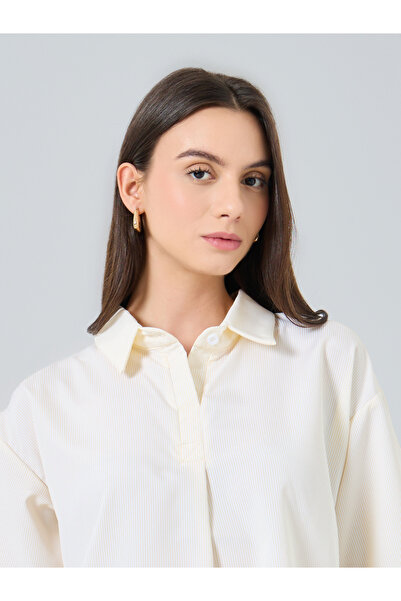 Take Two By Styli Oversized Spread Collar Short Sleeve Blouse