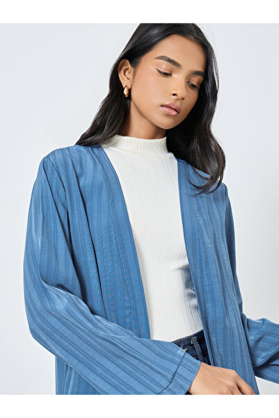 Take Two By Styli Women Blue Front Open Solid Kimono