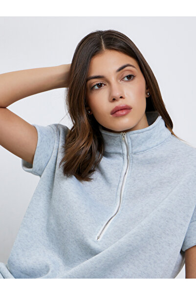 Take Two By Styli Women Grey Short Sleeve Sweatshirt