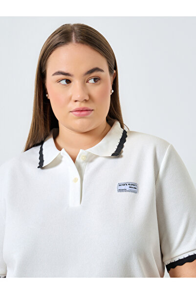 Styli Plus Size White Polo T-Shirt