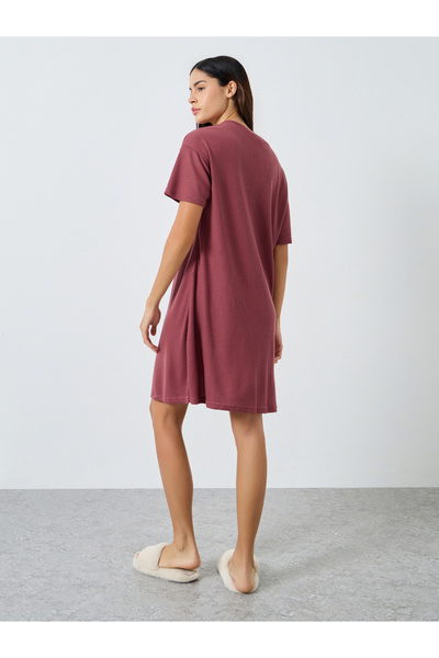 Styli Waffle Textured Placket Sleep T-Shirt Dress